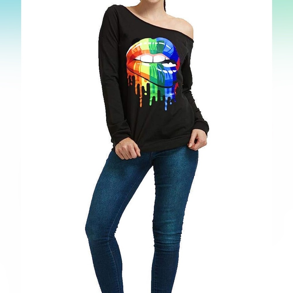 Women’s 80’s off the shoulder sweatshirt small NEW NEVER WORN no tags